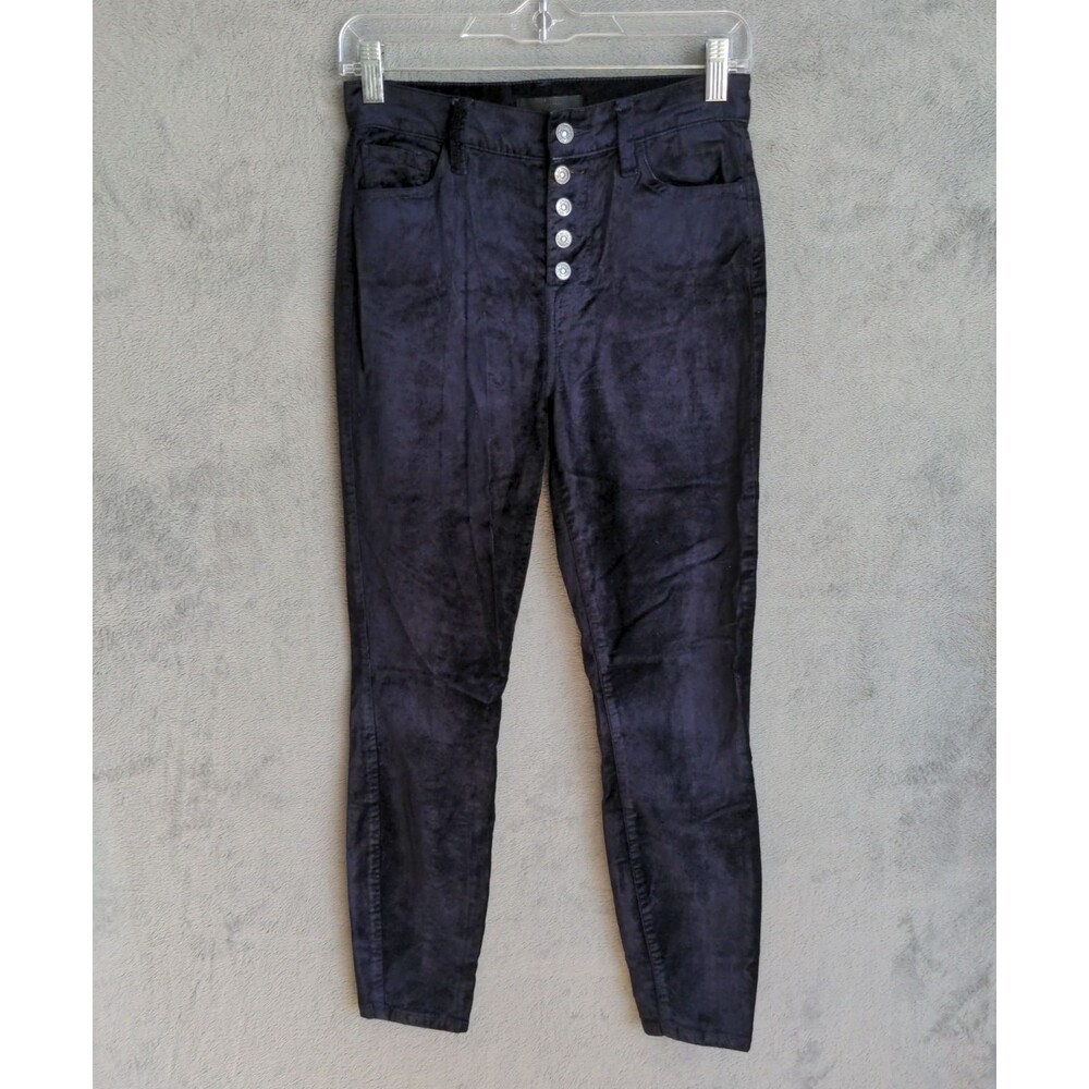 7 For All Mankind Velvet Pants Womens 26 Purple High Waist Skinny Witchy Goth